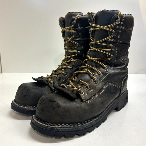 Georgia Boots Men's 9" CT Logger Brown Leather Composite Toe Waterproof 8.5 - Picture 1 of 8